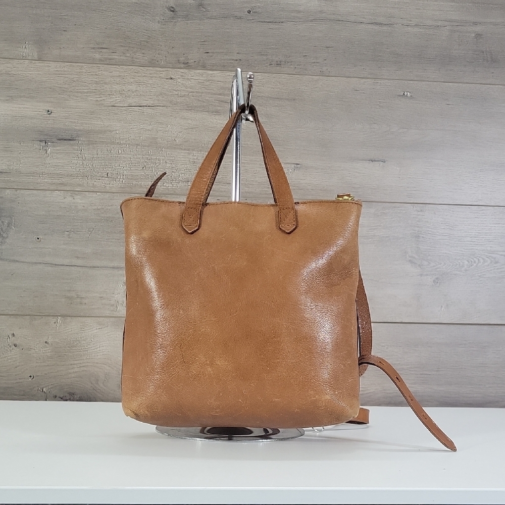 Small Madewell Tan Leather Tote Crossbody Bag